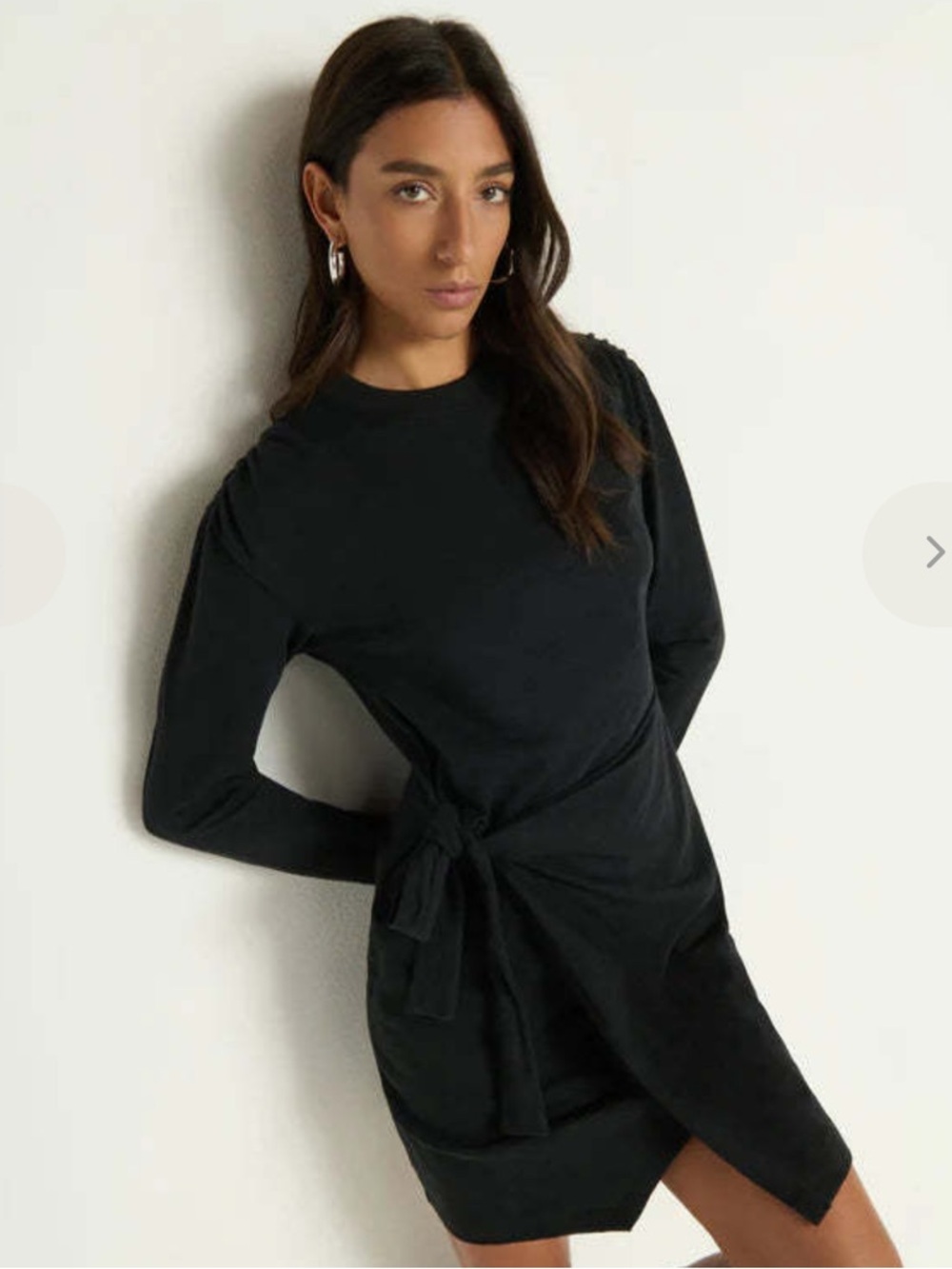 Nation LTD Black Long-Sleeve Wrap Dress with Side Tie